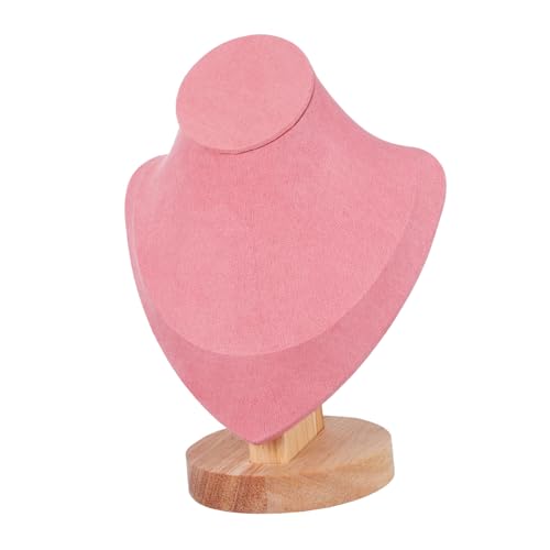GALPADA Schmuckbüste Halskettenhalter mit Holzsockel Kleine Rosa Schmuckständer Mannequin für Armbänder und Lange Ketten Platzsparender Schmuckhalter für Shop Event und Private Dekoration von GALPADA