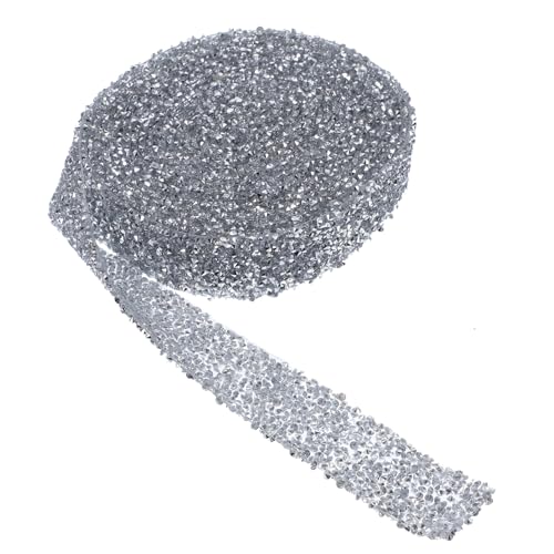 GALPADA Selbstklebendes Strassband Breit Silberweißes Rhinestone band für Basteln Kleidung Schuhe Taschen DIY Schmuckdekoration Glitzernd Strapazierfähig Leicht und Vielseitig von GALPADA