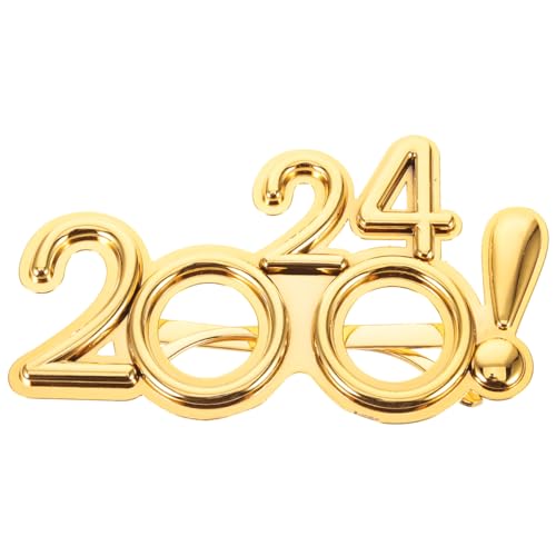 GALPADA Silvester Party Brille Gold Glänzend Leichtes Kunststoff Design Unisex Neujahrs Party Zubehör Lustige Fotorequisite für Feierlichkeiten und Geschenkidee von GALPADA