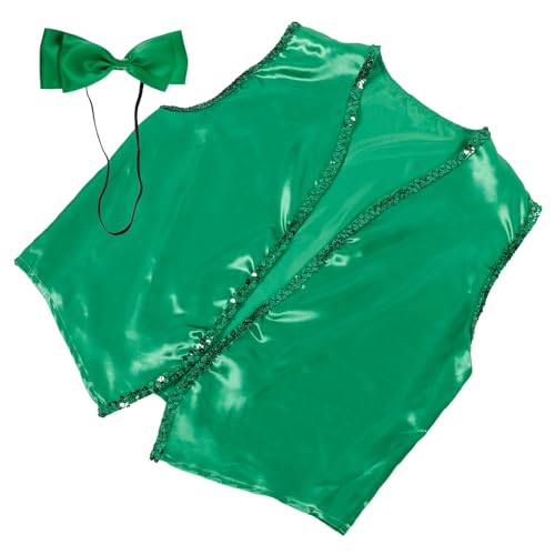GALPADA St. Patrick's Day-Weste Und Krawatten-Set Grünes Kleeblatt Kobold-Kostümzubehör Cosplay-Weste Weste Glückliche Fliege Herren- Und Damen-Outfit Anzug Irische Partygeschenke von GALPADA