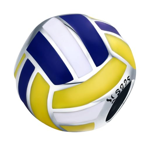 GALPADA Sterling Silber Volleyball perlen DIY Schmuckperlen Weiß Gelb Blau Kreative Schmuckherstellung Zubehör für Armbänder und Schlüsselanhänger GALPADA Sterling Silber Volleyball perlen DIY Schmuckperlen Weiß Gelb Blau Kreative Schmuckherstellung Zubehör für Armbänder und Schlüsselanhänger von GALPADA