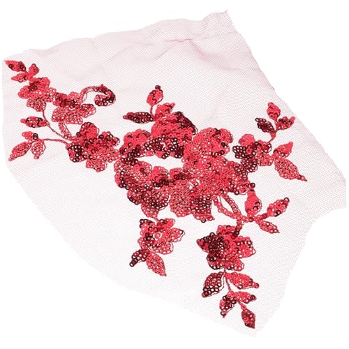 GALPADA Stickbare Spitzenblume Aufnäher mit Pailletten Weinrot Bestickte Applikation Dekorative Bügel patches für Kleidung DIY Kostüme Kleider Hüte Langlebig und Farbecht von GALPADA