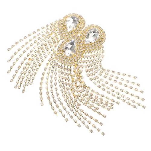 GALPADA Strass Quaste Schulterklappe mit Pin Epaulette für Herrenanzug Auffälliges Kostümaccessoire für Hochzeit Party und Festliche Events Goldfarbenes Design mit Quasten von GALPADA