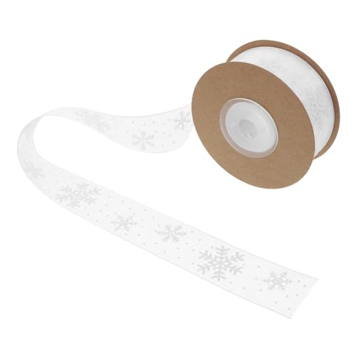 GALPADA Transparente Schneeflocken organza band Weißes Geschenkband mit Gedrucktem Schneeflocken motiv Weiches Formstabiles Deko band für Party Geschenkverpackung Basteln und von GALPADA