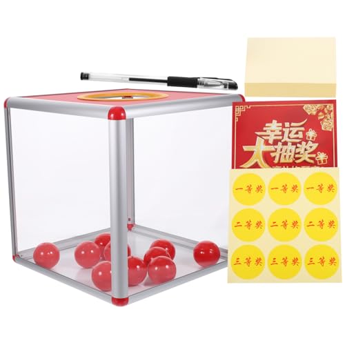 GALPADA Transparente Verschließbare Losbox mit Roten Kugeln und Aufklebern Robuste Vielseitige Raffle Box für Meetings Partys und Gewinnspiele von GALPADA