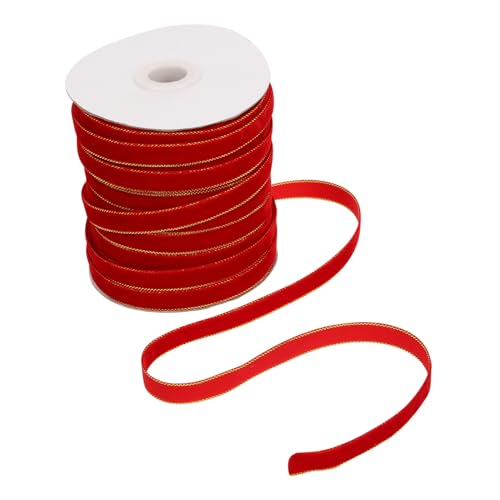 GALPADA Veloursband Rot Yards Weihnachtsgeschenkband für Kranzdeko Schleifenherstellung Geschenkverpackung DIY Bastelmaterial für Weihnachtsfeier und Haarschmuck von GALPADA