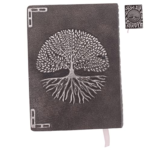 GALPADA Vintage PU Notizbuch mit Geprägtem Cover Retro Tagebuch für Scrapbooking Reisen Büro und Schule Handgefertigtes Notizbuch Design Silber von GALPADA