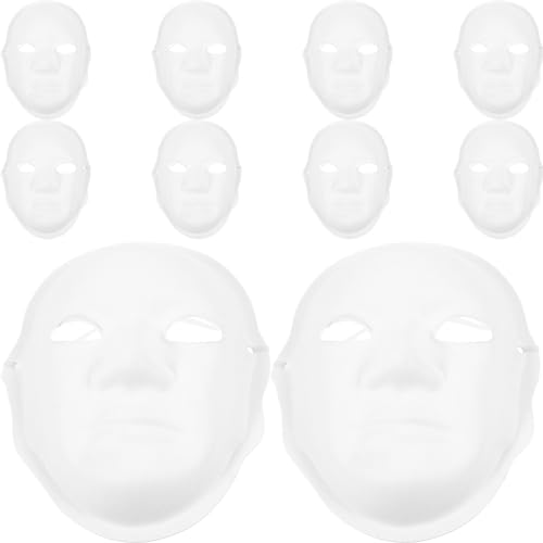GALPADA Vollgesichtsmasken Zum Selbermachen 10 Stück Bemalbare Weiße Einfarbige Masken Pappmaché-Masken Unbemalte Für Cosplay Karneval Maskerade Tanz Partyzubehör von GALPADA