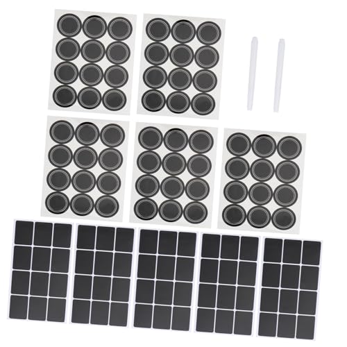 GALPADA Wasserdichte Schwarze Aufkleber Wiederbeschreibbare Tafel etiketten für Vorratsdosen und Flaschen mit Flüssigem Kreidemarker Ablösbare PVC Aufbewahrungsetiketten von GALPADA