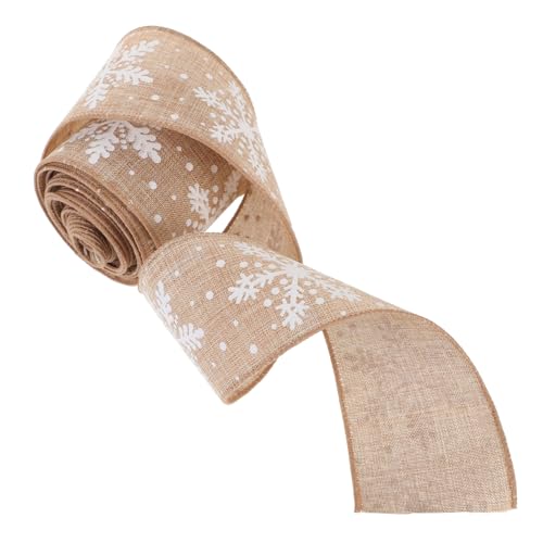 GALPADA Weihnachtliches Geschenkband Weiß mit Schneeflocken Drahtkante Imitat Leinen Material Festliche Dekoschleife für Hochzeit Geschenkverpackung DIY Basteln GALPADA Weihnachtliches Geschenkband Weiß mit Schneeflocken Drahtkante Imitat Leinen Material Festliche Dekoschleife für Hochzeit Geschenkverpackung DIY Basteln von GALPADA