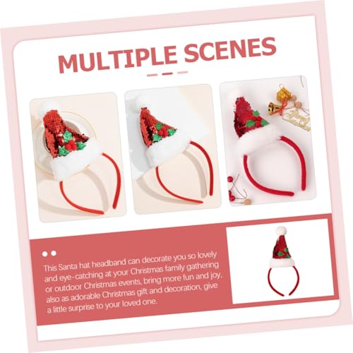 GALPADA Weihnachts Haarreif Santa Mütze Rot mit Pompon Damen Mädchen Festlicher Haarschmuck für Weihnachtsfeier und Party von GALPADA
