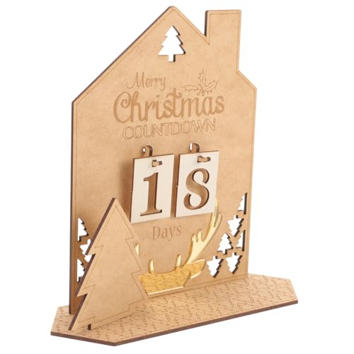 GALPADA Weihnachtskalender Holz Desktop Adventskalender Holzhaus Dekoration DIY Weihnachtsdeko Basteln Tischkalender Countdown Xmas Festliche Wohnkultur von GALPADA