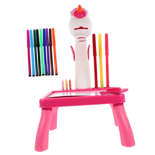 GALPADA Zeichentisch mit Einhorn projektor Projektionsspielzeug aus Leichtem Tragbarer Tracing tisch mit Verstellbarem Bildfokus Pädagogisches Kreativspielzeug für Mädchen von GALPADA