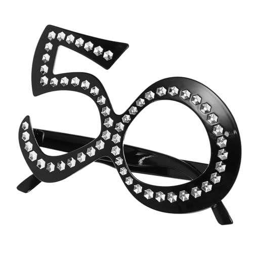 GALPADA digitale Brille Dekorationen zum 50. Geburtstag Geburtstagsfeierbrille Zahl Geburtstagsbrille Party Jubiläum Gold gläser Brille zum Geburtstag Brille für Geburtstagsfeier Plastik von GALPADA