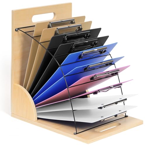 Gamenote Klemmbrett-Organizer aus Holz, 12 Fächer, Schreibtisch-Organizer mit Griffen, 25,4 x 33 x 33 cm, mehrfarbiges Klemmbrett mit Stauraum Gamenote Klemmbrett-Organizer aus Holz, 12 Fächer, Schreibtisch-Organizer mit Griffen, 25,4 x 33 x 33 cm, mehrfarbiges Klemmbrett mit Stauraum von GAMENOTE