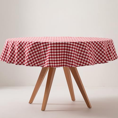 GAMUSI Runde, quadratische, fleckenabweisende Vichy-Tischdecke, Baumwolle, Stoffgefühl, 160 x 160 cm, Farbe Rot GAMUSI Runde, quadratische, fleckenabweisende Vichy-Tischdecke, Baumwolle, Stoffgefühl, 160 x 160 cm, Farbe Rot von GAMUSI