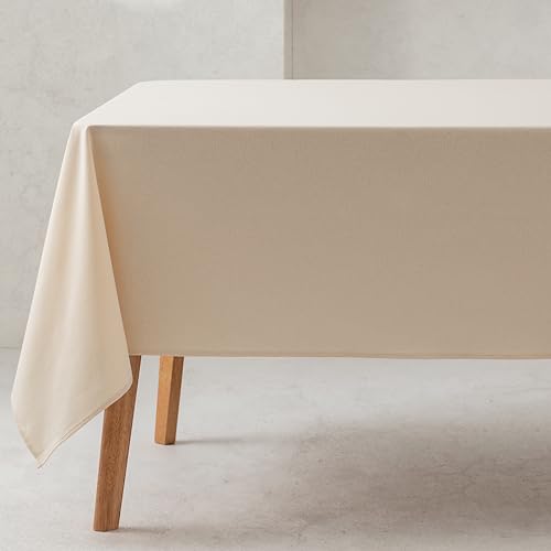 GAMUSI Tischdecke, einfarbig, Bio-Baumwolle, wasserdicht, schmutzabweisend, rechteckig, 140 x 200 cm, Ecru von GAMUSI