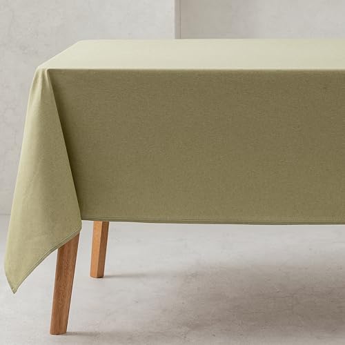 GAMUSI Tischdecke, einfarbig, Bio-Baumwolle, wasserdicht, schmutzabweisend, rechteckig, Grün, 140 x 100 cm von GAMUSI