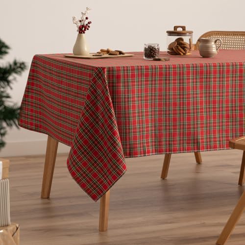 GAMUSI Tischdecke, quadratisch, Weihnachten, Stoff, Karo, Rot, Gold, Esstisch, Weihnachtsdekoration, 140 x 140 cm, Rot GAMUSI Tischdecke, quadratisch, Weihnachten, Stoff, Karo, Rot, Gold, Esstisch, Weihnachtsdekoration, 140 x 140 cm, Rot von GAMUSI