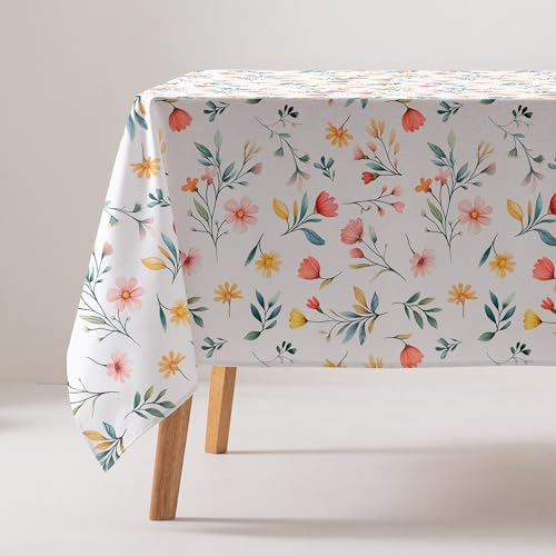 GAMUSI Tischdecke, schmutzabweisend, Baumwolle, Blumenmuster, rechteckig, 160 x 240 cm, Beige GAMUSI Tischdecke, schmutzabweisend, Baumwolle, Blumenmuster, rechteckig, 160 x 240 cm, Beige von GAMUSI