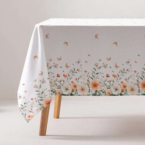 GAMUSI Tischdecke, schmutzabweisend, Baumwolle, Blumenmuster, rechteckig, 160 x 300 cm, Beige GAMUSI Tischdecke, schmutzabweisend, Baumwolle, Blumenmuster, rechteckig, 160 x 300 cm, Beige von GAMUSI