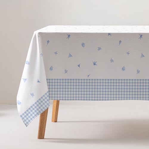 GAMUSI Tischdecke, schmutzabweisend, Baumwolle, fein, minimalistisch, rechteckig, 160 x 240 cm, Blau GAMUSI Tischdecke, schmutzabweisend, Baumwolle, fein, minimalistisch, rechteckig, 160 x 240 cm, Blau von GAMUSI