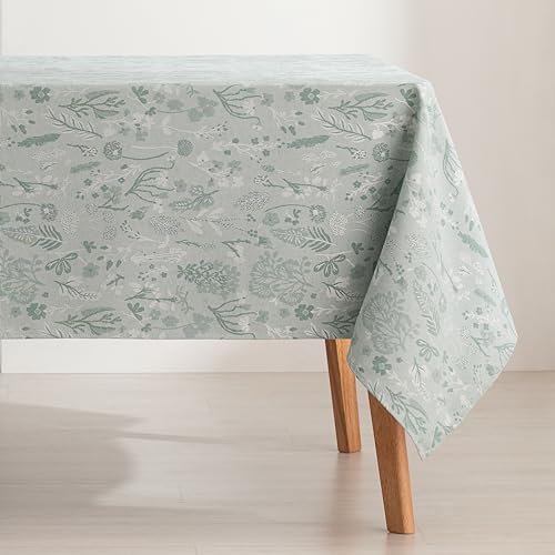 GAMUSI Tischdecke, schmutzabweisend, quadratisch, Jacquard, wasserdicht, 140 x 140 cm, Stoffgefühl, Grün Lärche von GAMUSI