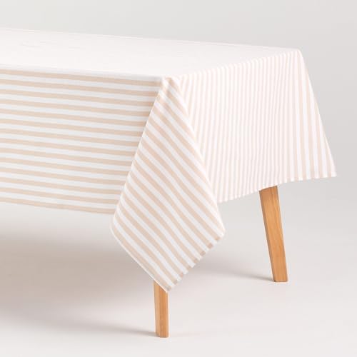 GAMUSI Tischdecke, schmutzabweisend, rechteckig, Baumwollstoff, wasserdicht, Streifen, Beige, 140 x 100 cm GAMUSI Tischdecke, schmutzabweisend, rechteckig, Baumwollstoff, wasserdicht, Streifen, Beige, 140 x 100 cm von GAMUSI