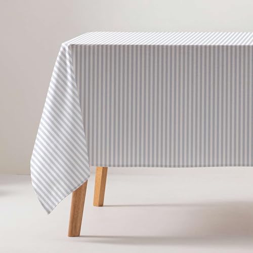 GAMUSI Tischdecke, schmutzabweisend, rechteckig, Baumwollstoff, wasserdicht, graue Streifen, 160 x 100 cm GAMUSI Tischdecke, schmutzabweisend, rechteckig, Baumwollstoff, wasserdicht, graue Streifen, 160 x 100 cm von GAMUSI