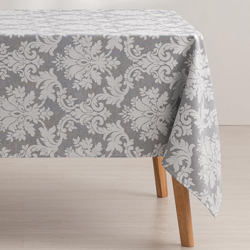 GAMUSI Tischdecke, schmutzabweisend, rechteckig, Blumenmuster, Jacquard, wasserdicht, 140 x 300 cm, Stoff, Grau GAMUSI Tischdecke, schmutzabweisend, rechteckig, Blumenmuster, Jacquard, wasserdicht, 140 x 300 cm, Stoff, Grau von GAMUSI