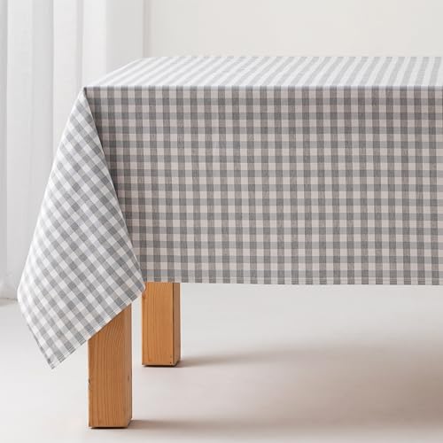GAMUSI Tischdecke, schmutzabweisend, rechteckig, Vichy-Bild, Baumwolle, wasserdicht, 140 x 100 cm, Hellgrau GAMUSI Tischdecke, schmutzabweisend, rechteckig, Vichy-Bild, Baumwolle, wasserdicht, 140 x 100 cm, Hellgrau von GAMUSI