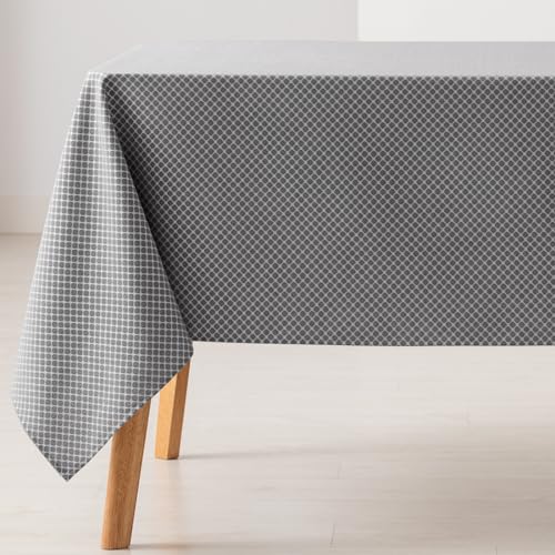 GAMUSI Tischdecke, schmutzabweisend, rechteckig, kleine Rauten, einfarbig, Jacquard, wasserdicht, 140 x 100 cm, Stoff, Anthrazit von GAMUSI