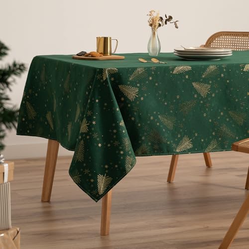 GAMUSI Tischdecke für Weihnachten, Jacquard, Goldgarn, Esstisch, quadratisch, Weihnachtsdekoration, 140 x 140 cm, Grün GAMUSI Tischdecke für Weihnachten, Jacquard, Goldgarn, Esstisch, quadratisch, Weihnachtsdekoration, 140 x 140 cm, Grün von GAMUSI
