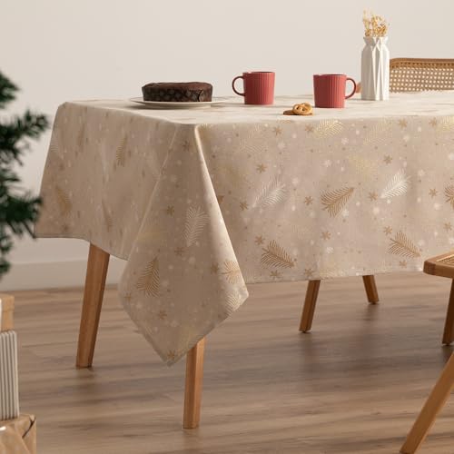 GAMUSI Tischdecke für Weihnachten, Jacquard, Goldgarn, Esstisch, rechteckig, Weihnachtsdekoration, 140 x 100 cm, Beige/Gold GAMUSI Tischdecke für Weihnachten, Jacquard, Goldgarn, Esstisch, rechteckig, Weihnachtsdekoration, 140 x 100 cm, Beige/Gold von GAMUSI