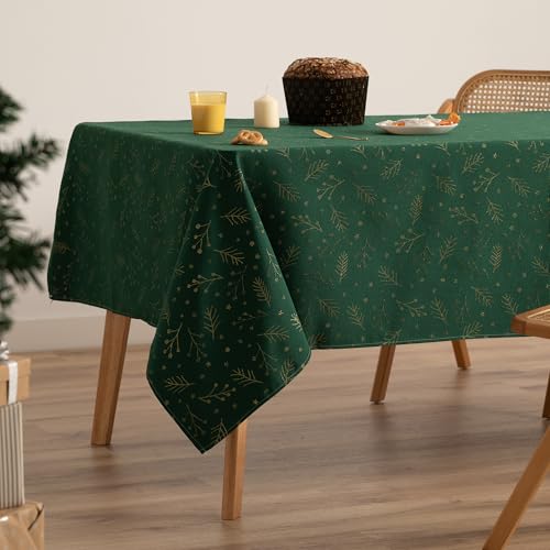 GAMUSI Tischdecke für Weihnachten, Jacquard, Goldgarn, Esstisch, rechteckig, Weihnachtsdekoration, 140 x 100 cm, Grün GAMUSI Tischdecke für Weihnachten, Jacquard, Goldgarn, Esstisch, rechteckig, Weihnachtsdekoration, 140 x 100 cm, Grün von GAMUSI