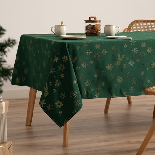 GAMUSI Tischdecke für Weihnachten, Jacquard, Goldgarn, Esstisch, rechteckig, Weihnachtsdekoration, 140 x 100 cm, Grün GAMUSI Tischdecke für Weihnachten, Jacquard, Goldgarn, Esstisch, rechteckig, Weihnachtsdekoration, 140 x 100 cm, Grün von GAMUSI