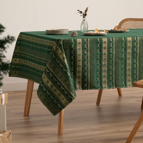 GAMUSI Tischdecke für Weihnachten, Jacquard, Goldgarn, Esstisch, rechteckig, Weihnachtsdekoration, 140 x 200 cm, Grün GAMUSI Tischdecke für Weihnachten, Jacquard, Goldgarn, Esstisch, rechteckig, Weihnachtsdekoration, 140 x 200 cm, Grün von GAMUSI