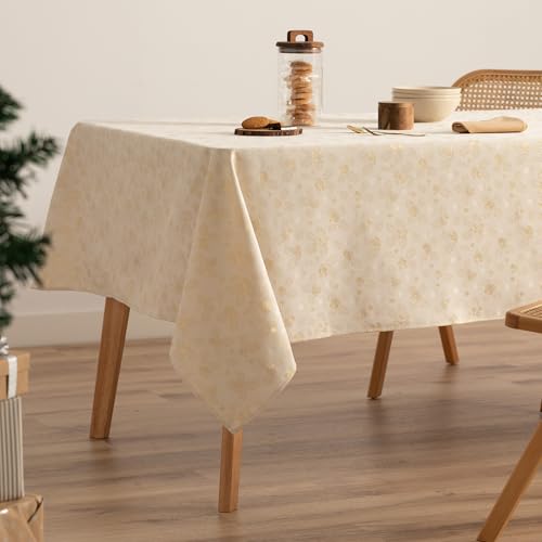 GAMUSI Tischdecke für Weihnachten, Jacquard, Goldgarn, Esstisch, rechteckig, Weihnachtsdekoration, 140 x 200 cm, naturfarben GAMUSI Tischdecke für Weihnachten, Jacquard, Goldgarn, Esstisch, rechteckig, Weihnachtsdekoration, 140 x 200 cm, naturfarben von GAMUSI