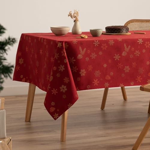 GAMUSI Tischdecke für Weihnachten, Jacquard, Goldgarn, Esstisch, rechteckig, Weihnachtsdekoration, 140 x 240 cm, Rot GAMUSI Tischdecke für Weihnachten, Jacquard, Goldgarn, Esstisch, rechteckig, Weihnachtsdekoration, 140 x 240 cm, Rot von GAMUSI