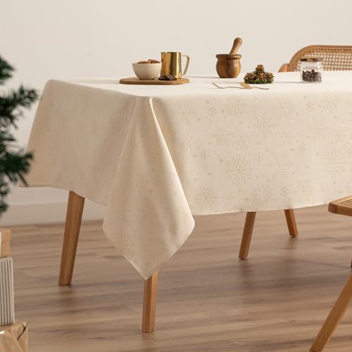 GAMUSI Tischdecke für Weihnachten, Jacquard, Goldgarn, Esstisch, rechteckig, Weihnachtsdekoration, 140 x 240 cm, naturfarben GAMUSI Tischdecke für Weihnachten, Jacquard, Goldgarn, Esstisch, rechteckig, Weihnachtsdekoration, 140 x 240 cm, naturfarben von GAMUSI