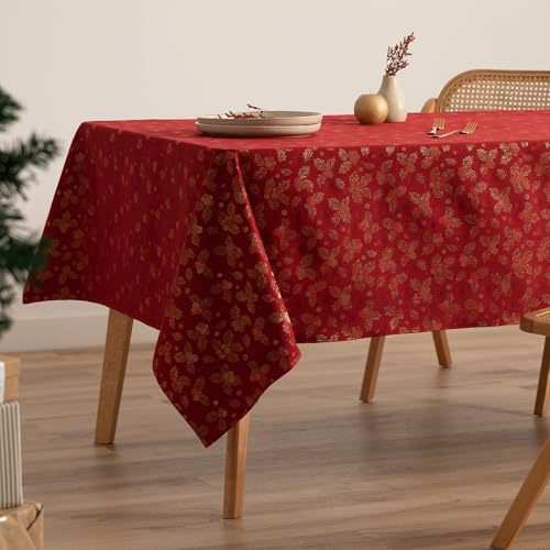 GAMUSI Tischdecke für Weihnachten, Jacquard, Goldgarn, Esstisch, rechteckig, Weihnachtsdekoration, 140 x 300 cm, Rot GAMUSI Tischdecke für Weihnachten, Jacquard, Goldgarn, Esstisch, rechteckig, Weihnachtsdekoration, 140 x 300 cm, Rot von GAMUSI
