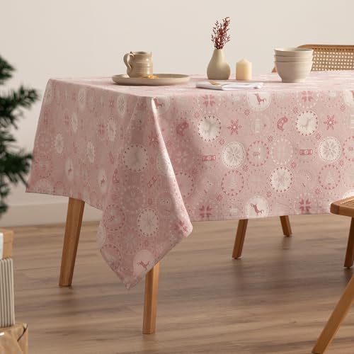 GAMUSI Tischdecke für Weihnachten, Jacquard, Goldgarn, Esstisch, rechteckig, Weihnachtsdekoration, 140 x 350 cm, Altrosa/Silber GAMUSI Tischdecke für Weihnachten, Jacquard, Goldgarn, Esstisch, rechteckig, Weihnachtsdekoration, 140 x 350 cm, Altrosa/Silber von GAMUSI