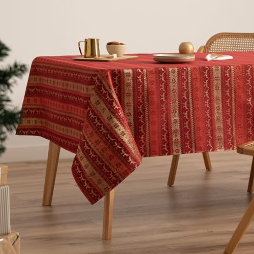 GAMUSI Tischdecke für Weihnachten, Jacquard, Goldgarn, Esstisch, rechteckig, Weihnachtsdekoration, 140 x 350 cm, Rot GAMUSI Tischdecke für Weihnachten, Jacquard, Goldgarn, Esstisch, rechteckig, Weihnachtsdekoration, 140 x 350 cm, Rot von GAMUSI