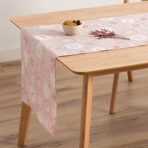 GAMUSI Tischläufer für Weihnachten, Jacquard, Goldgarn, Esstisch, Küche, Weihnachtsdekoration, 45 x 135 cm, Altrosa/Silber GAMUSI Tischläufer für Weihnachten, Jacquard, Goldgarn, Esstisch, Küche, Weihnachtsdekoration, 45 x 135 cm, Altrosa/Silber von GAMUSI