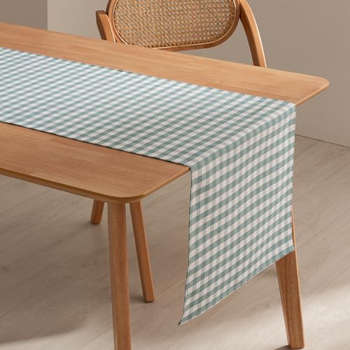 GAMUSI Vichy Tischdecke, rechteckig, schmutzabweisend, wasserdicht, kariert, 45 x 170 cm, Baumwollgewebe, atmungsaktiv und weich, Wasserfarbe GAMUSI Vichy Tischdecke, rechteckig, schmutzabweisend, wasserdicht, kariert, 45 x 170 cm, Baumwollgewebe, atmungsaktiv und weich, Wasserfarbe von GAMUSI