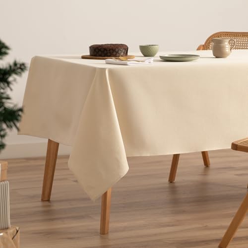 GAMUSI Weihnachtstischdecke, einfarbig, goldfarbener Faden, Esstisch, rechteckig, Weihnachtsdekoration, 140 x 300 cm, naturfarben GAMUSI Weihnachtstischdecke, einfarbig, goldfarbener Faden, Esstisch, rechteckig, Weihnachtsdekoration, 140 x 300 cm, naturfarben von GAMUSI