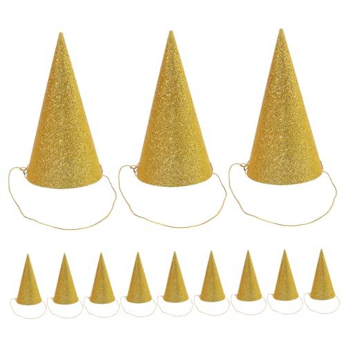 GANAZONO 12 Stück Geburtstagsfeierhüte Partykegelhüte Metallfolienkegelhüte Glitzernde Kegelpartyhüte Für Kinder Und Erwachsene von GANAZONO