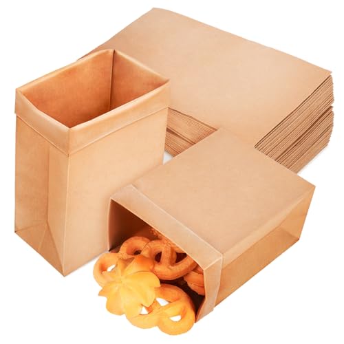 GANAZONO 120 Stück Teiliges Kraftpapier Papiertüten Große Lebensmittelechte Snack Brottüten Ölresistent Vielseitig für Kekse Sandwiches Partygeschenke Umweltfreundliche von GANAZONO