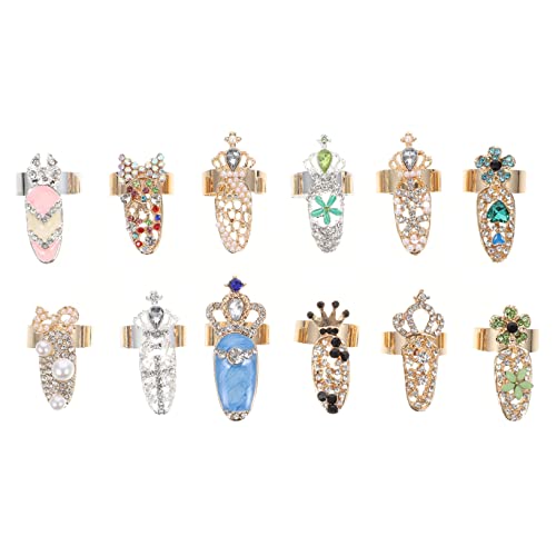 GANAZONO 12Stücke Nagelkunst Dekorationen Nagelringe Für Maniküre Fingerring Für Nail Art Wiederverwendbare Charms Verschiedenen Designs von GANAZONO