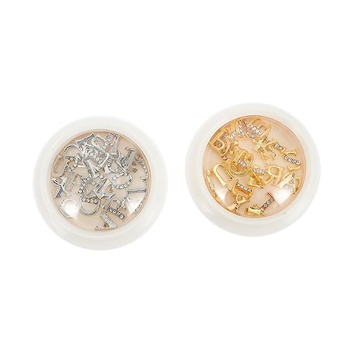 GANAZONO 2 Boxen Boxen Nail Art Charms Buchstaben Mix Metall Nagel Dekorationen Gold Silber für Maniküre DIY Nail Art Diamanten Rhinestones GANAZONO 2 Boxen Boxen Nail Art Charms Buchstaben Mix Metall Nagel Dekorationen Gold Silber für Maniküre DIY Nail Art Diamanten Rhinestones von GANAZONO